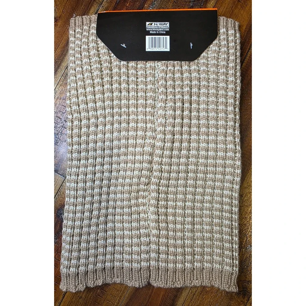661 Wild Wear Neck Warmer Beanie Set Tan Cream WaffleKnitWinter Hat Scarf Mens